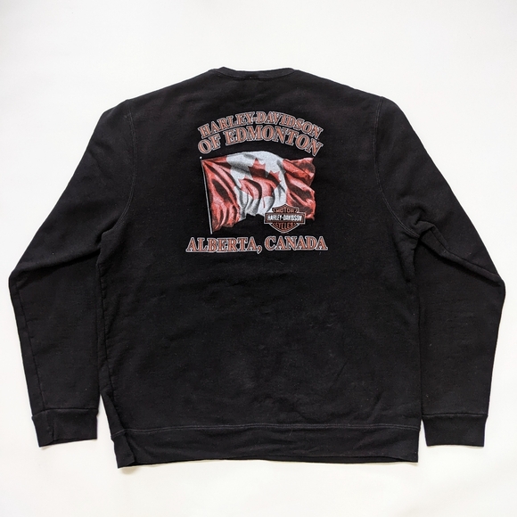 Harley Davidson Motorcycle Alberta Black crewneck sweater, size large - Picture 5 of 7